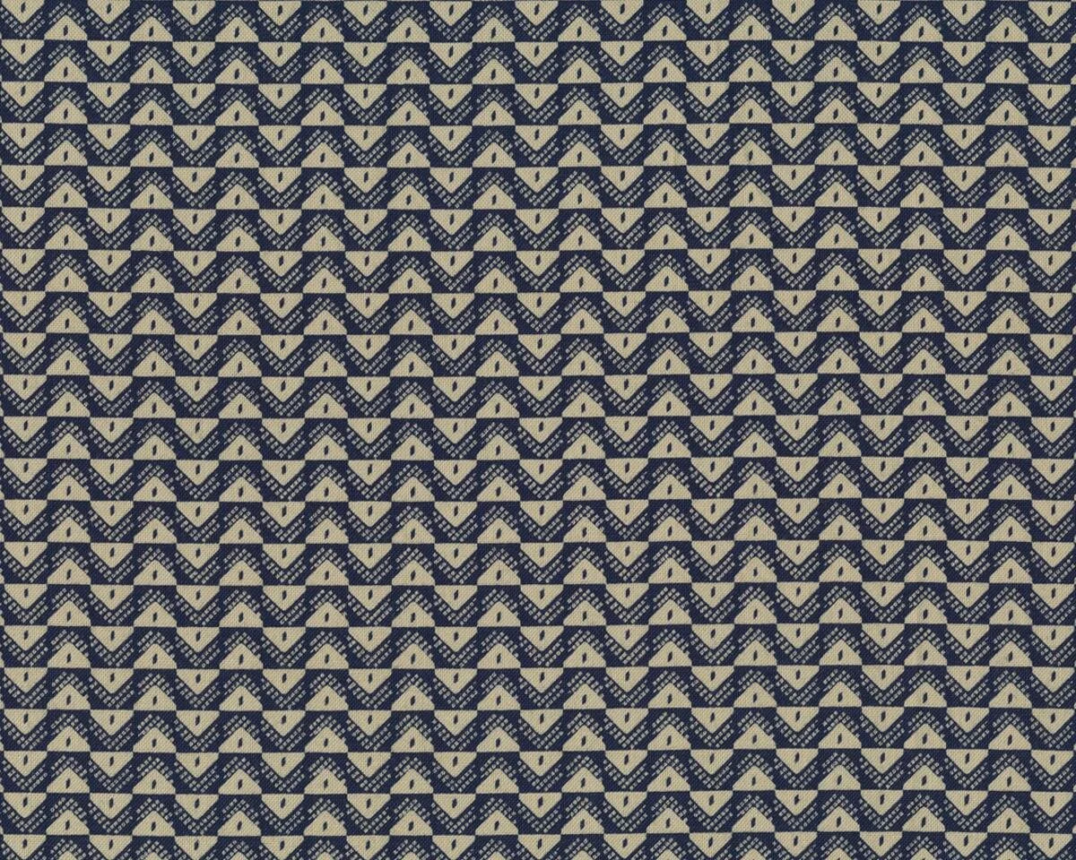 Patchworkstoff TIES THAT BIND, Dreieck-Reihen, marineblau-beige