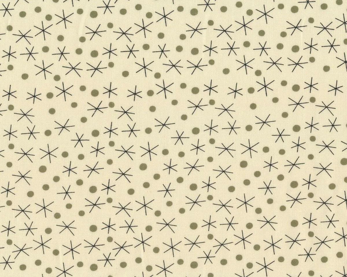 Patchworkstoff TIKI TOK, Skizzensterne und Punkte, creme-schwarz, Moda Fabrics