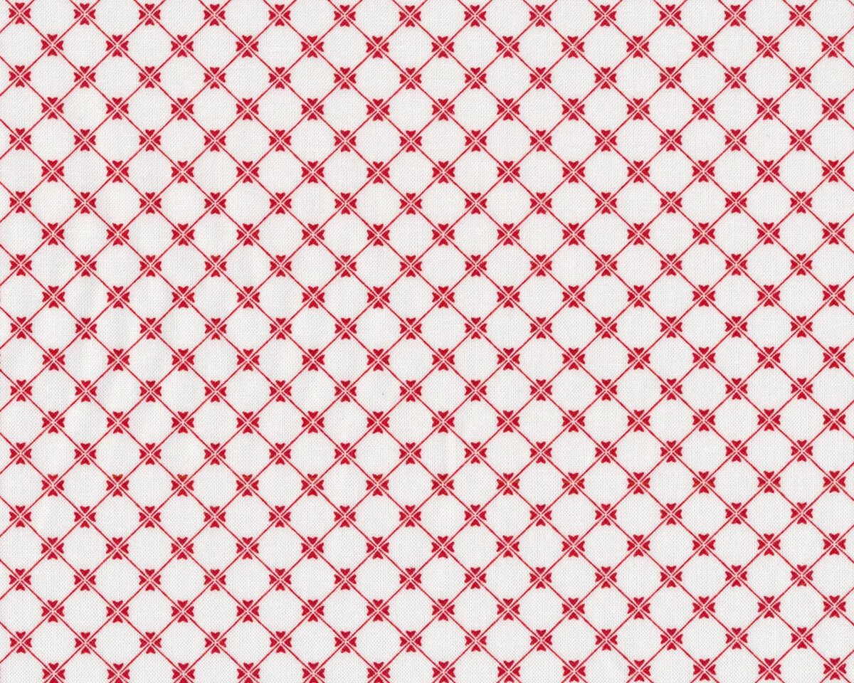 Patchworkstoff TILED UP, Kleeblatt-Raster, rot