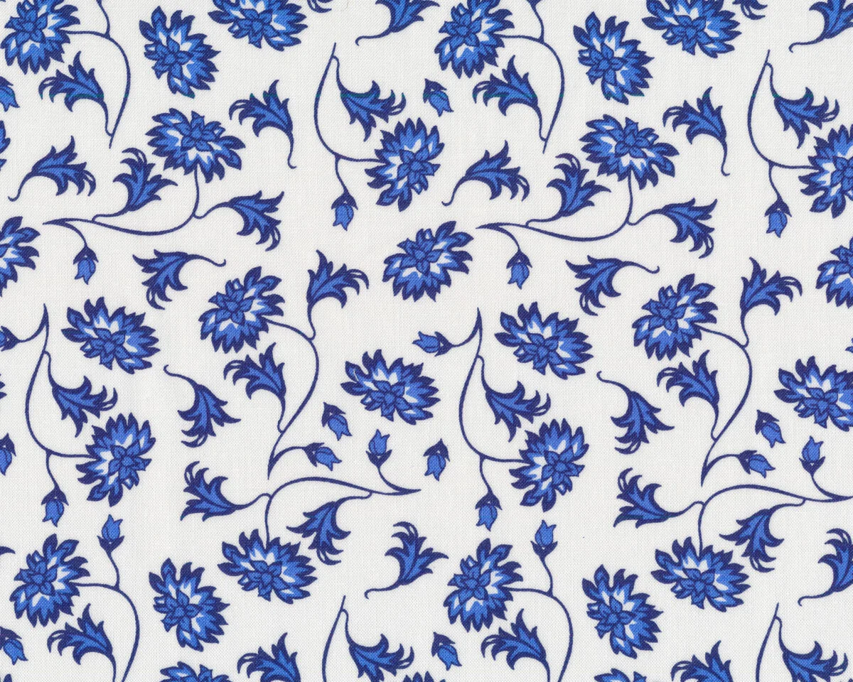 Patchworkstoff TILED UP, Stielblüten, blau