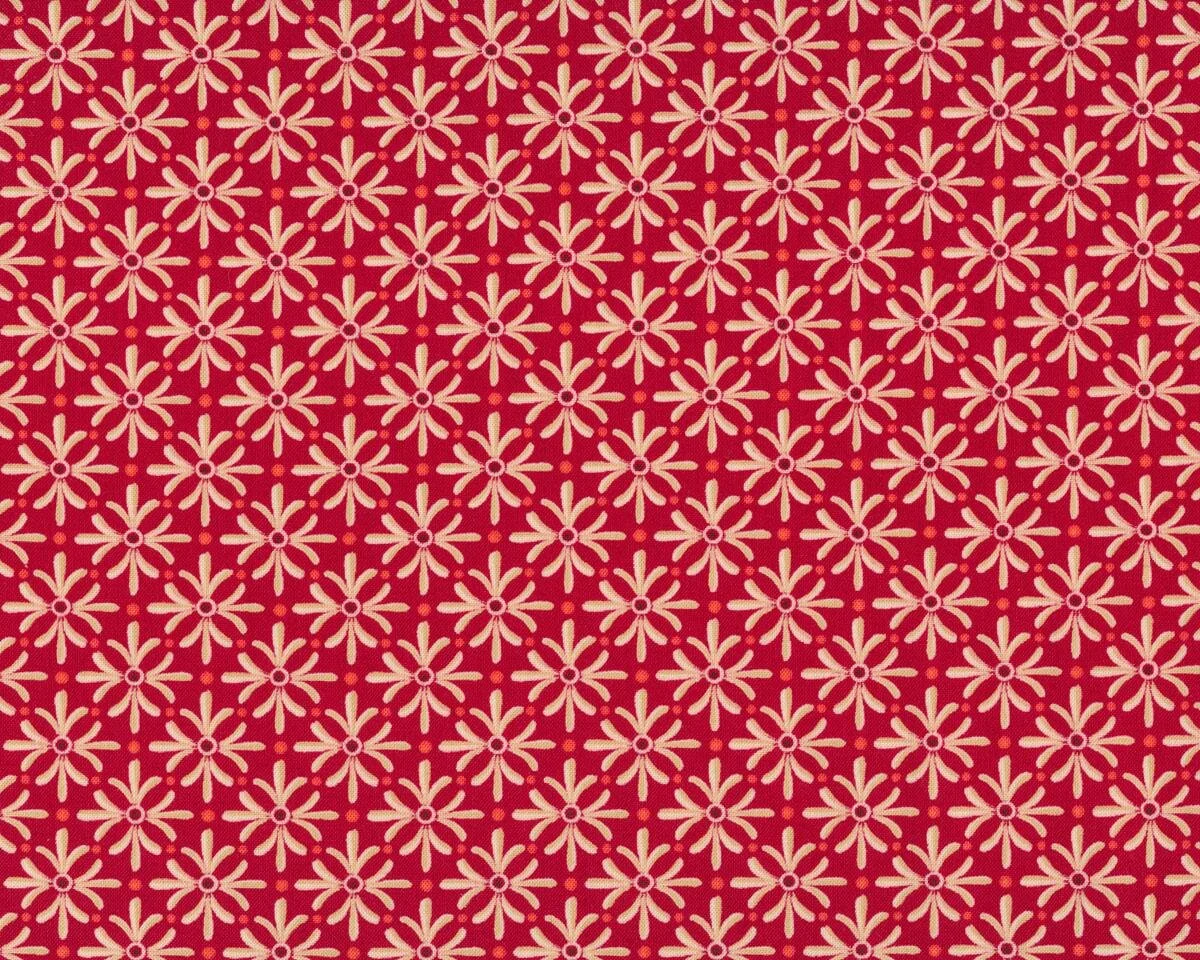 Patchworkstoff TOLE CHRISTMAS, Vierblatt-Blüten, rot-hellbeige, Moda Fabrics