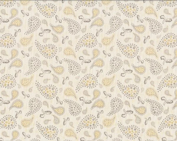 Patchworkstoff TWEET FOR TWO, Paisleys, wollweiß