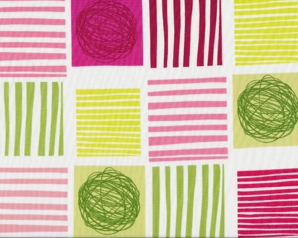 Patchworkstoff TWIST STYLE, Muster-Quadrate, pink-helles apfelgrün