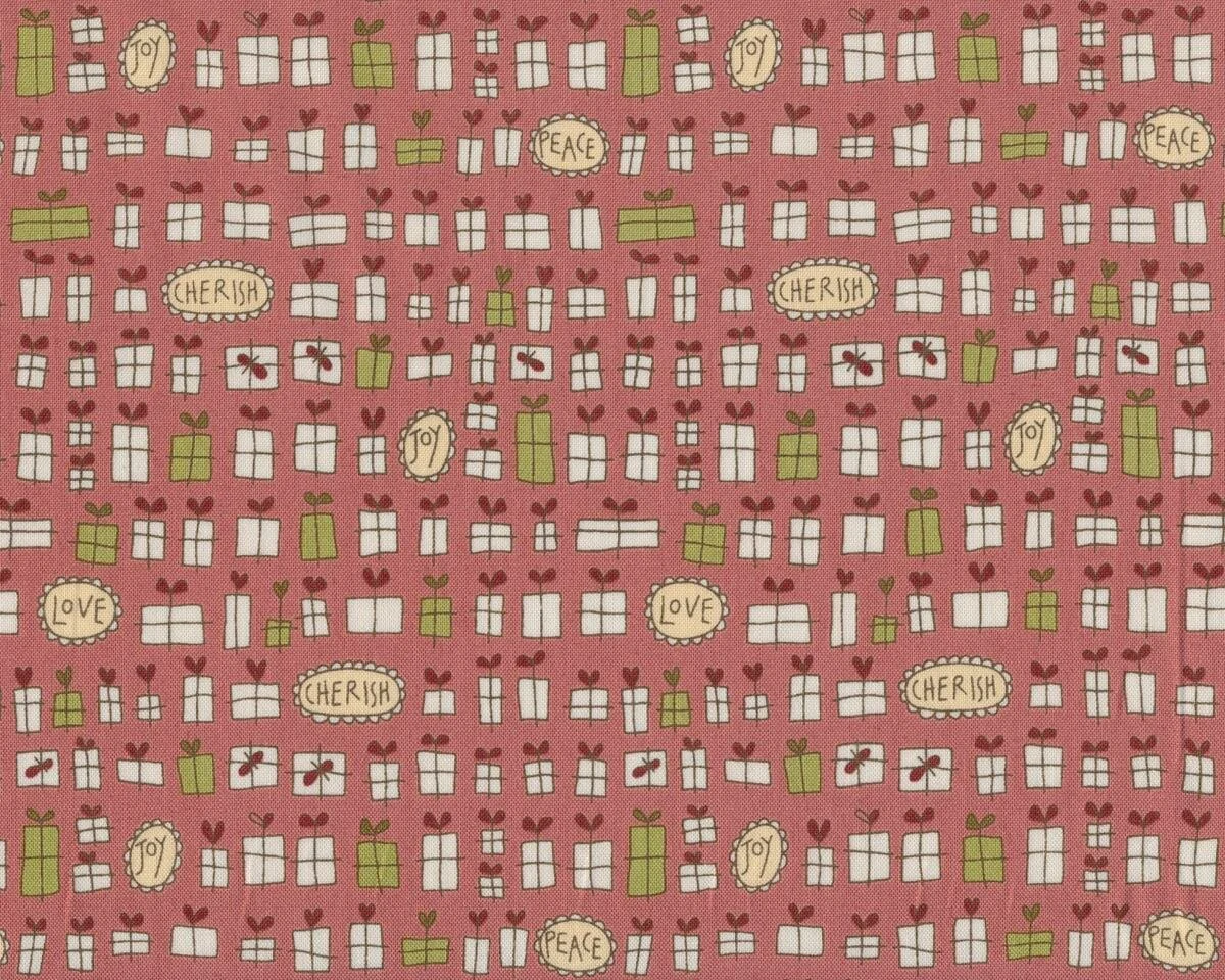 Patchworkstoff UNDER THE MISTLETOE by Anni, Skizzen-Geschenke, gedecktes altrosa