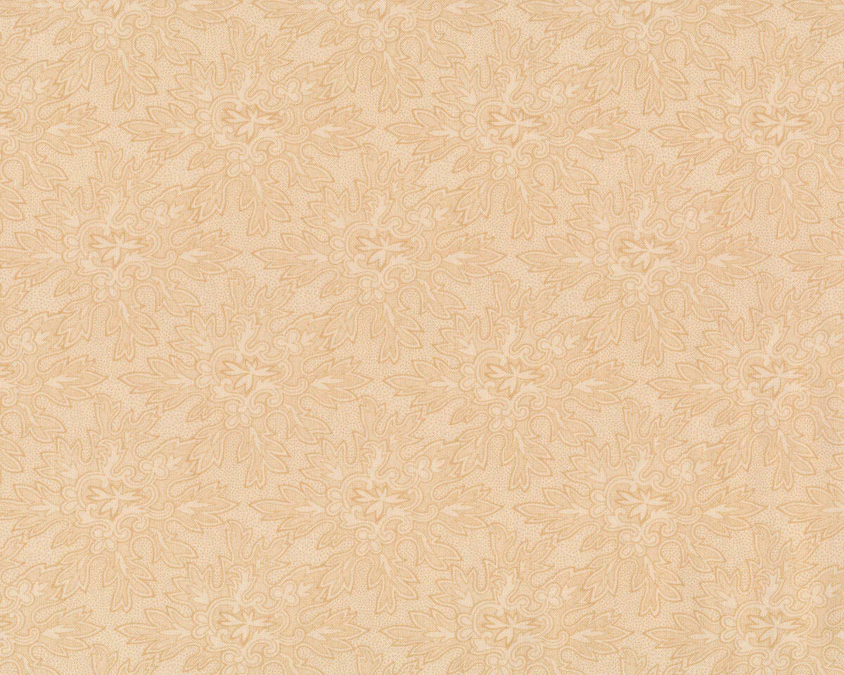 Patchworkstoff UNDER THE MISTLETOE, Stern-Blatt-Ornamente, hellbeige, Moda Fabrics