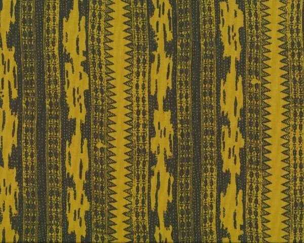 Patchworkstoff VAGABOND SHERPA, Ikatmuster-Streifen, limette-anthrazit