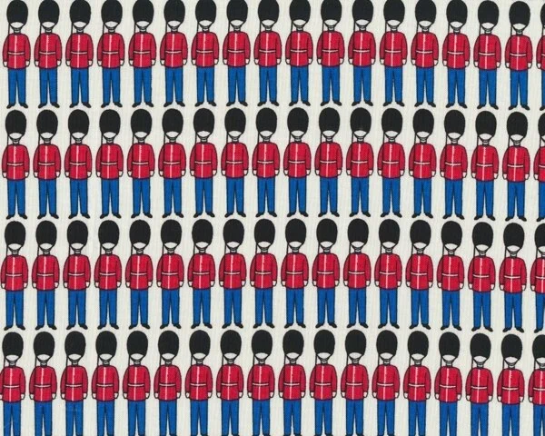 Patchworkstoff VERY BRITISH, Garde der Queen, rot-blau
