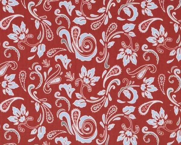 Patchworkstoff "Vintage Groove" mit Paisley-Blüten, rostrot