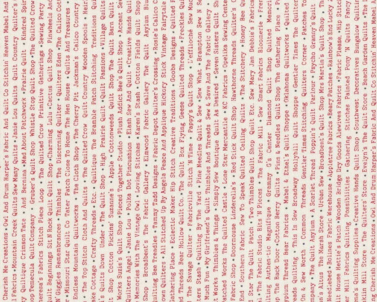 Patchworkstoff VOLUME II, Druckschrift, gebrochenes weiß-gedecktes rot, Moda Fabrics