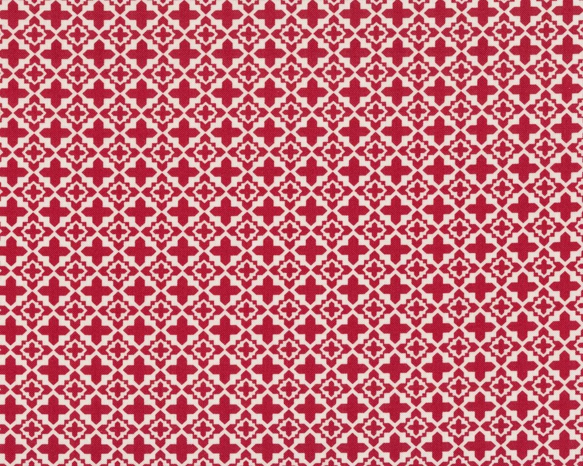 Patchworkstoff VOLUME II, Kreuzblüten, gedecktes rot-gebrochenes weiß, Moda Fabrics