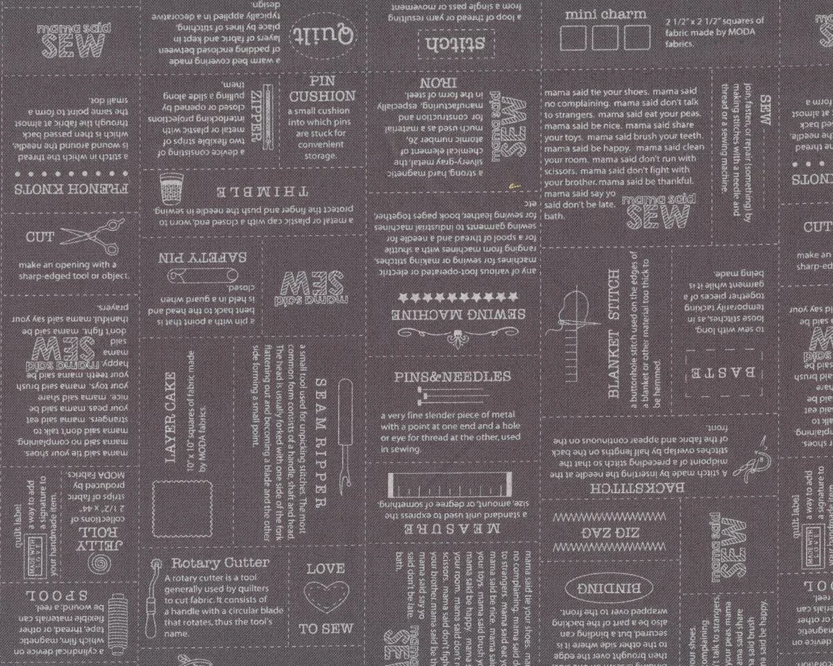 Patchworkstoff VOLUME II, Näh-Text, schlammbraun-gebrochenes weiß, Moda Fabrics
