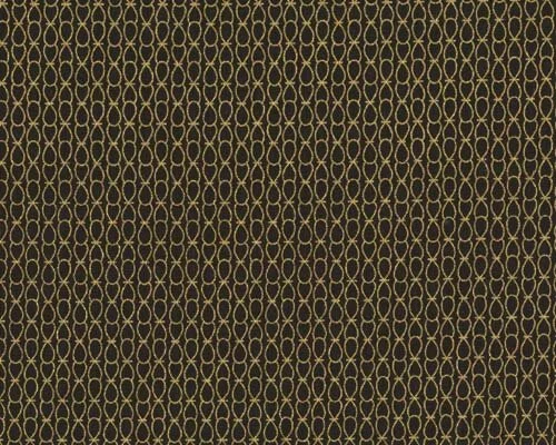 Patchworkstoff "Weihnachtsklassiker" mit kleinen goldenen Ovalen, schwarz-gold