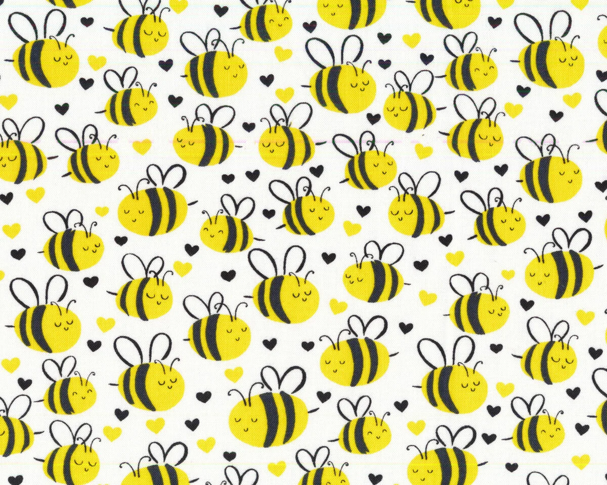 Patchworkstoff WHAT'S THE BUZZ, Bienen, weiß, Timeless Treasures