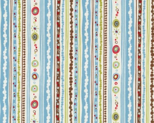 Patchworkstoff "Wild Thyme" mit Muster-Punkte-Streifen, hellblau-braun