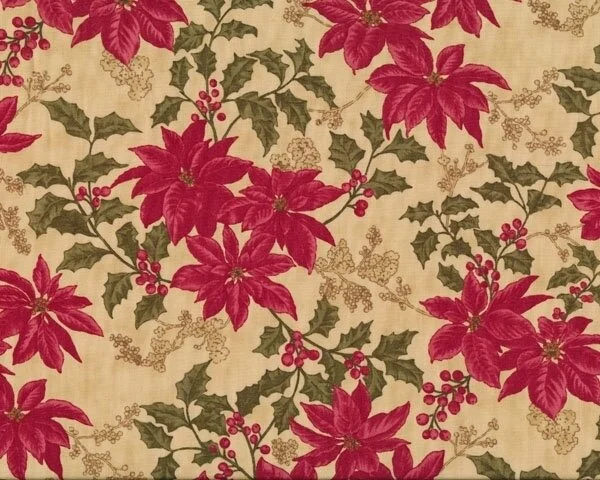 Patchworkstoff WINTERLUDE, Weihnachtsstern, pastellrot-olive, Moda Fabrics