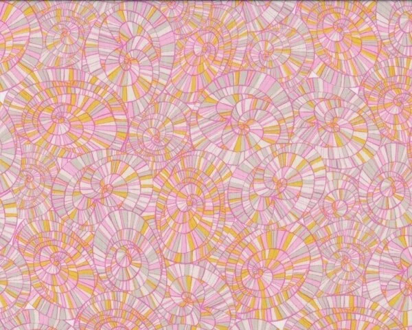 Patchworkstoff "Wish" mit Streifen-Schnecken, rosa-pink-goldgelb