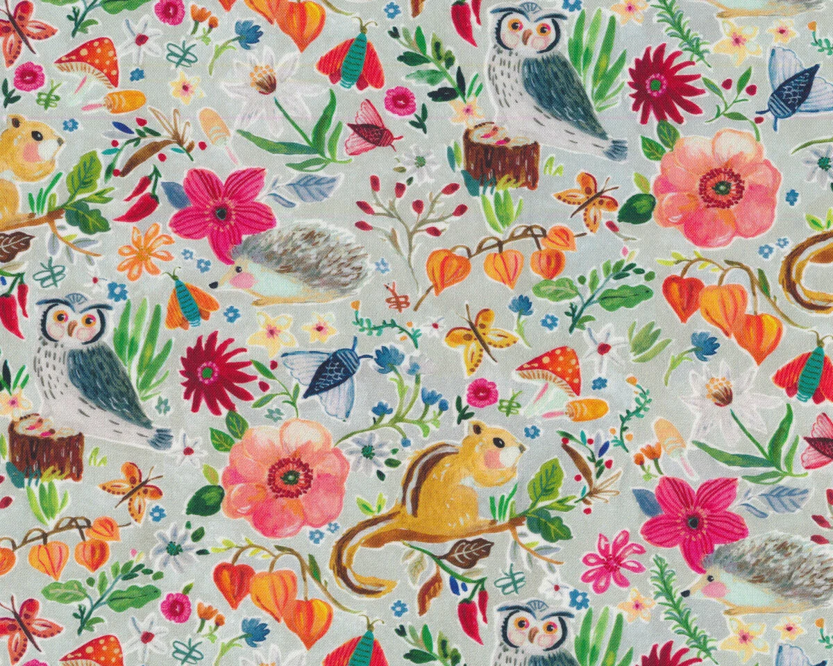 Patchworkstoff WOODLAND FAIRTALE, kleine Waldtiere, Dear Stella