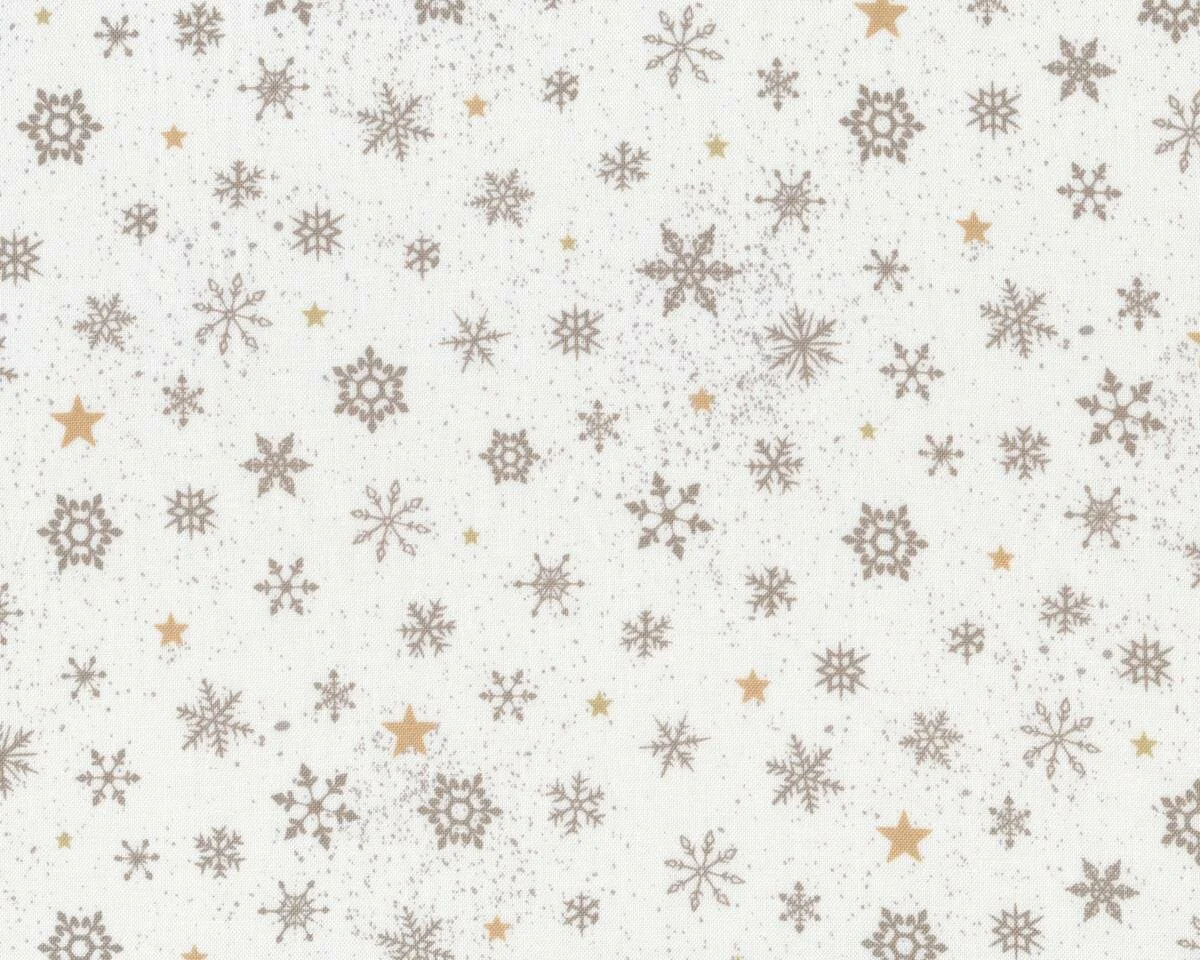Patchworkstoff WOODLAND WONDER, Schneeflocken, gebrochenes weiß-schlammbraun