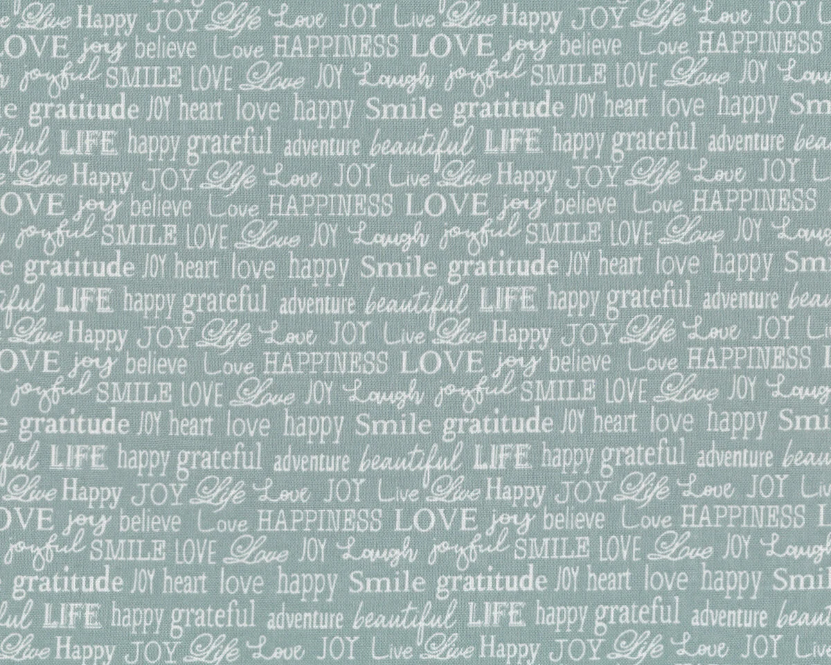 Patchworkstoff WORDS TO LIVE BY, Schrift, mintgrün