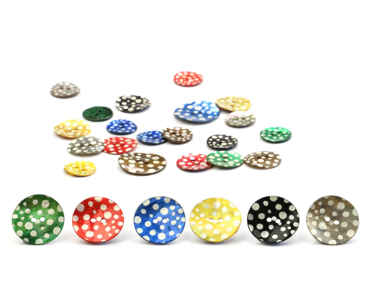 Perlmutt-Knopf SPECKLED PEARL mit Punkten, Union Knopf