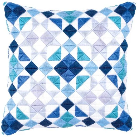 Vervaco - Spannstichkissen Rauten in blau