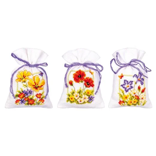 Vervaco - Geschenksäckchen Sommerblumen 3er-Set