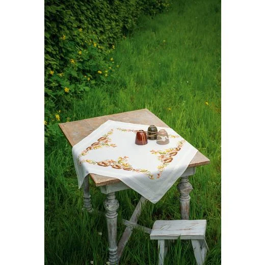 Vervaco - Tischdecke Igel mit Herbstblättern vorgedruckt