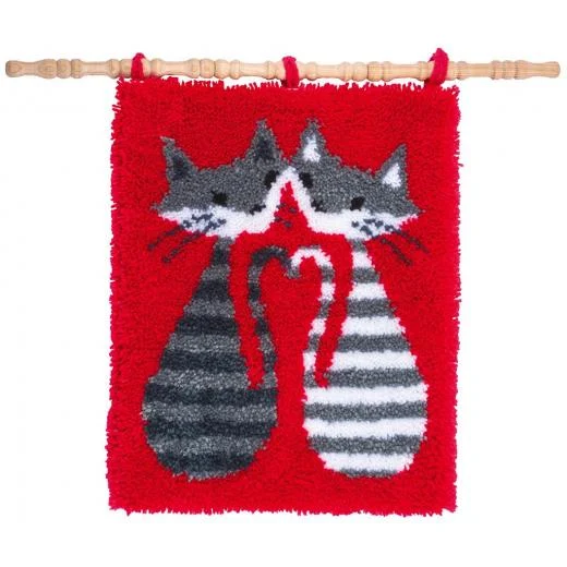 Vervaco - Knüpfteppich Gestreifte Katzen