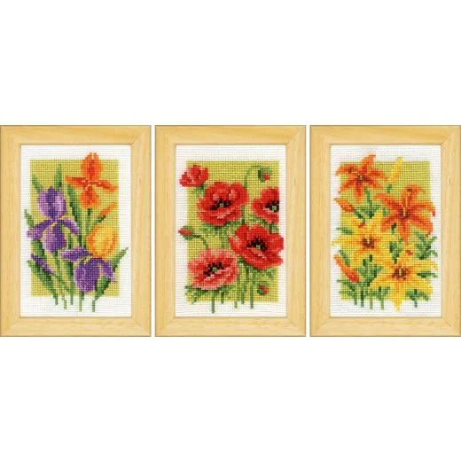 Vervaco - Miniaturen Sommerblumen 3er-Set