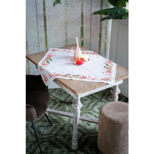 Vervaco - Tischdecke Kohlmeisen & Blüten