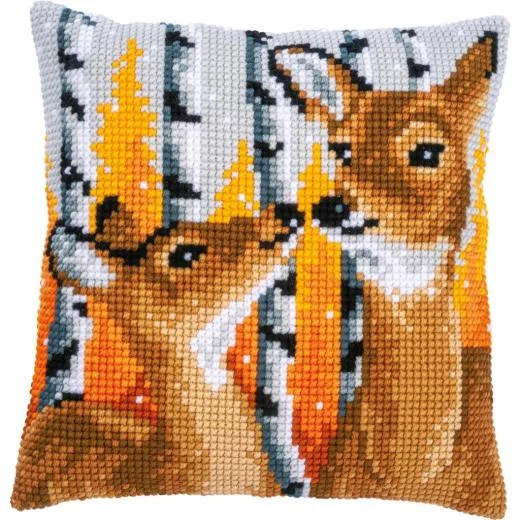 Vervaco - Kreuzstichkissen Rehe