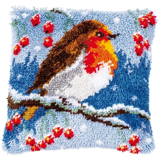 Vervaco - Knüpfkissen Rotkehlchen im Winter
