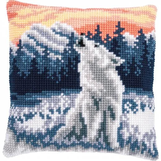Vervaco - Kreuzstichkissen Wolf im Winter