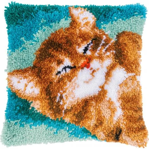 Vervaco - Knüpfkissen Schnurrende Katze