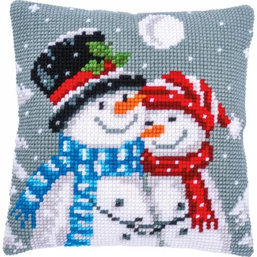 Vervaco - Kreuzstichkissen Schneemänner