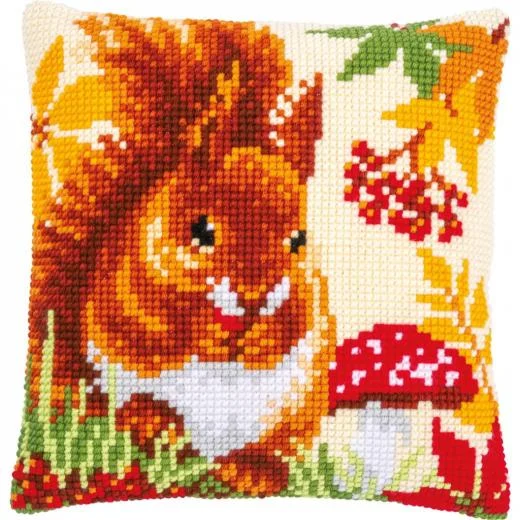 Vervaco - Kreuzstichkissen Eichhörnchen im Herbst