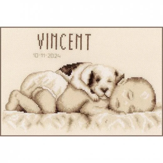 Vervaco - Geburtsbild Baby und Hund