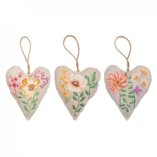 Vervaco - Dekoherzen Wildblumen 3er-Set