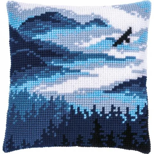 Vervaco - Kreuzstichkissen Blaue Landschaft
