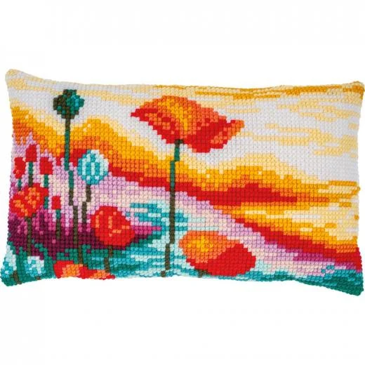 Vervaco - Kreuzstichkissen Mohnblumenlandschaft