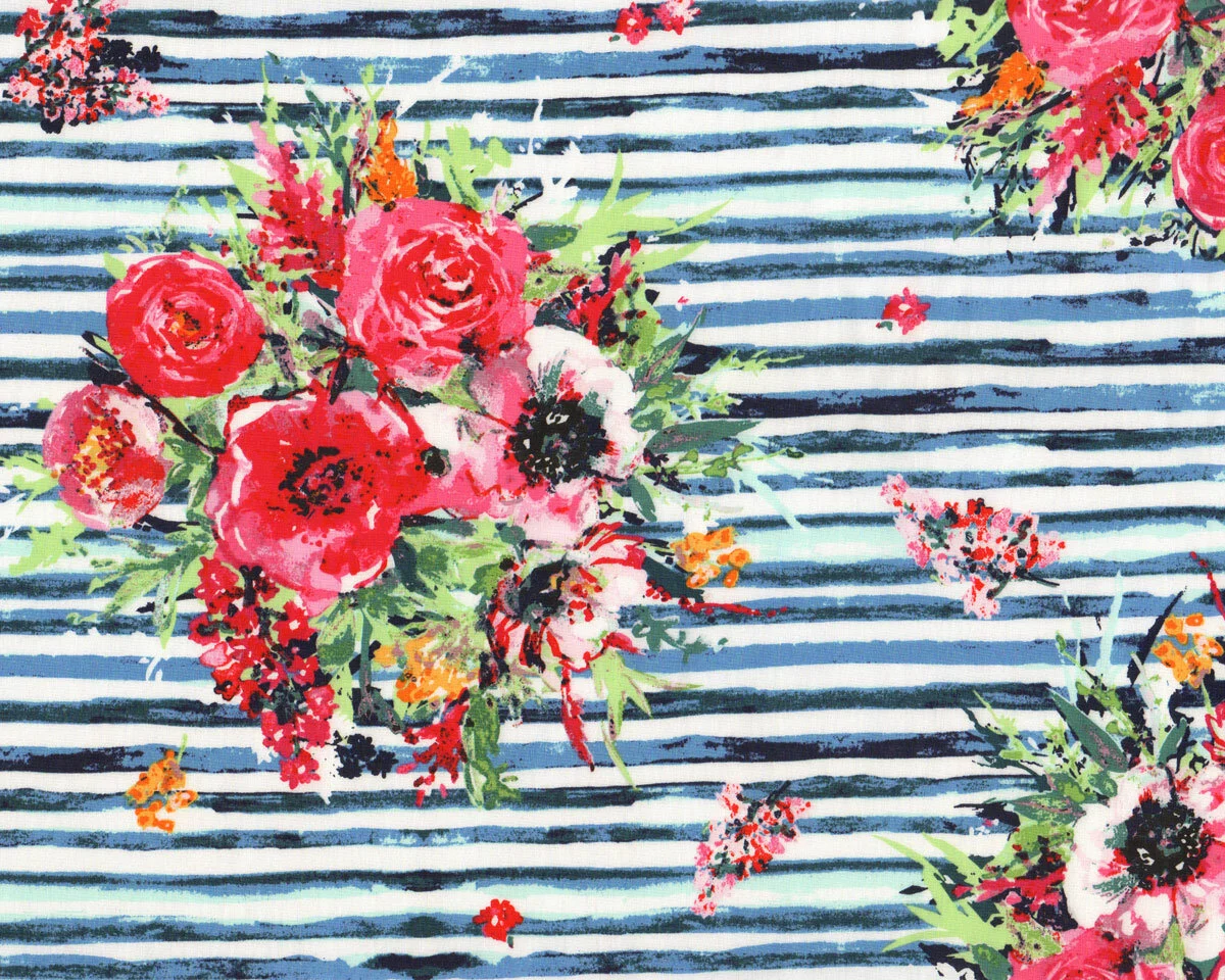 Popeline-Patchworkstoff AQUARELLE, Rosen, Katarina Roccella