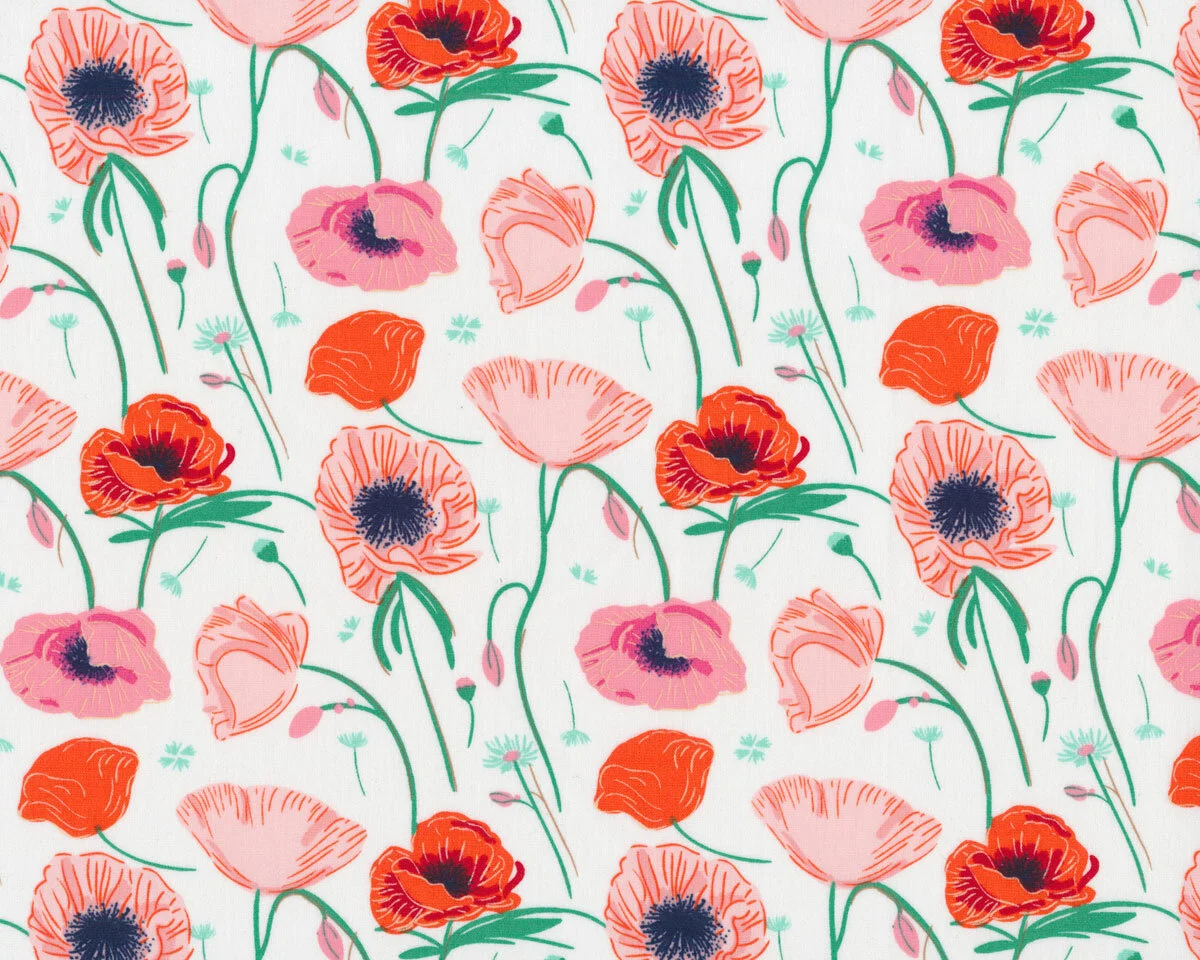 Popeline-Patchworkstoff FLOWERETTE, Mohnblumen, Art Gallery
