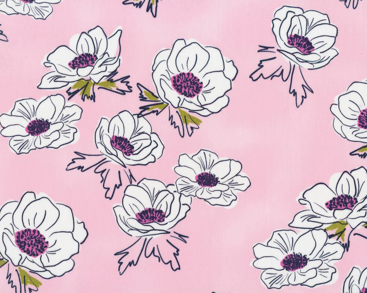 Popeline-Patchworkstoff TROUVAILLE, Blüten, rosa, Art Gallery