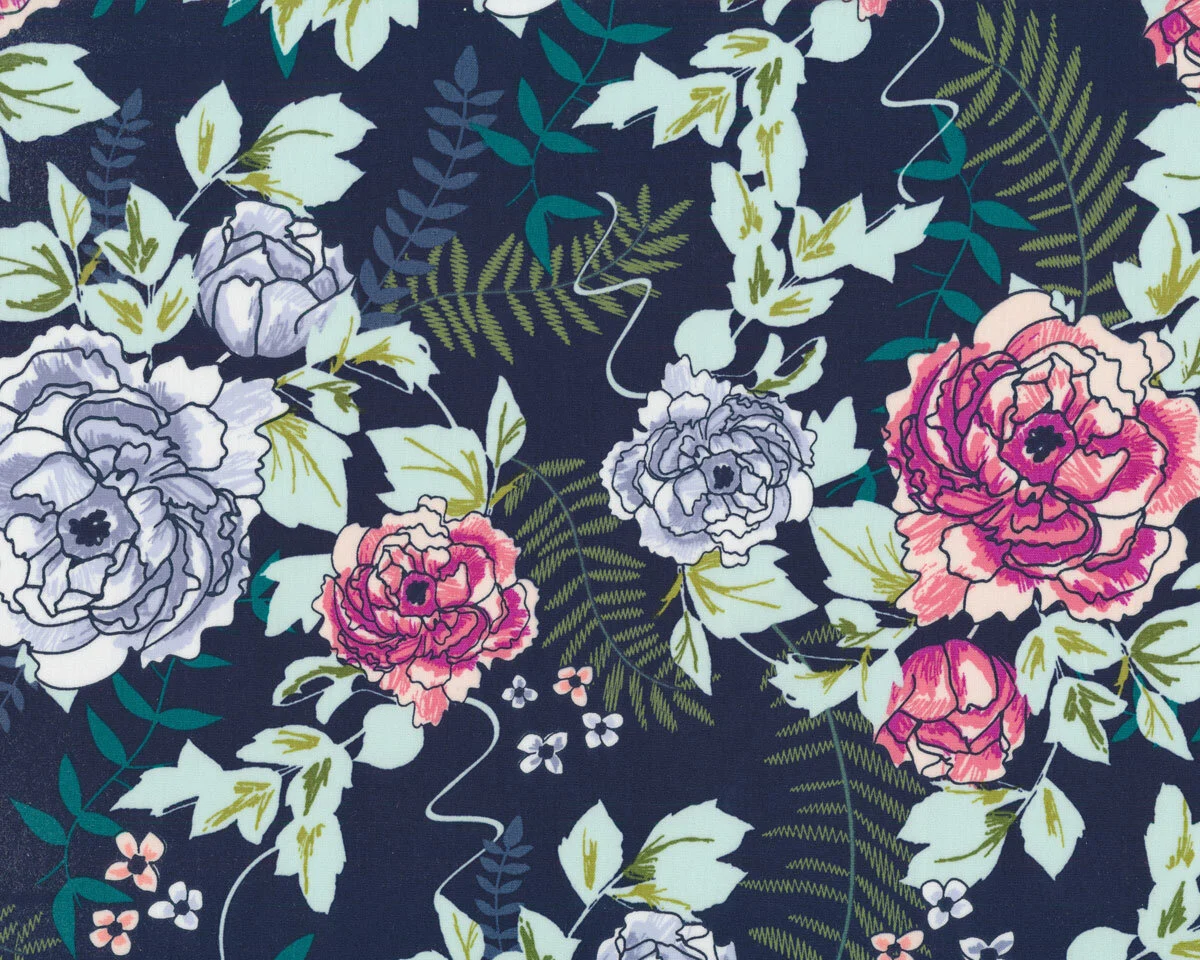 Popeline-Patchworkstoff TROUVAILLE, Rosen, Art Gallery
