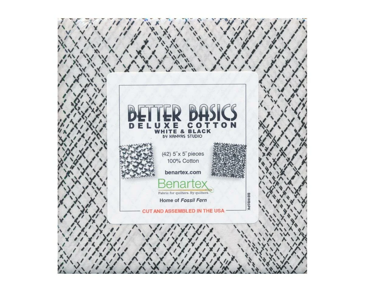 Precuts Charm Pack BETTER BASICS DELUXE, schwarz-weiß, Benartex