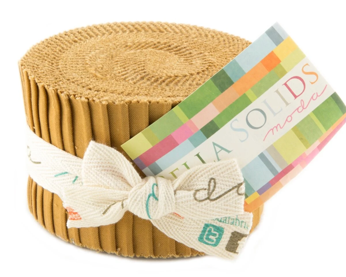Precuts Junior Jelly Roll BELLA SOLIDS, 6 x 110 cm, 20 Streifen, hellbraun, Moda Fabrics
