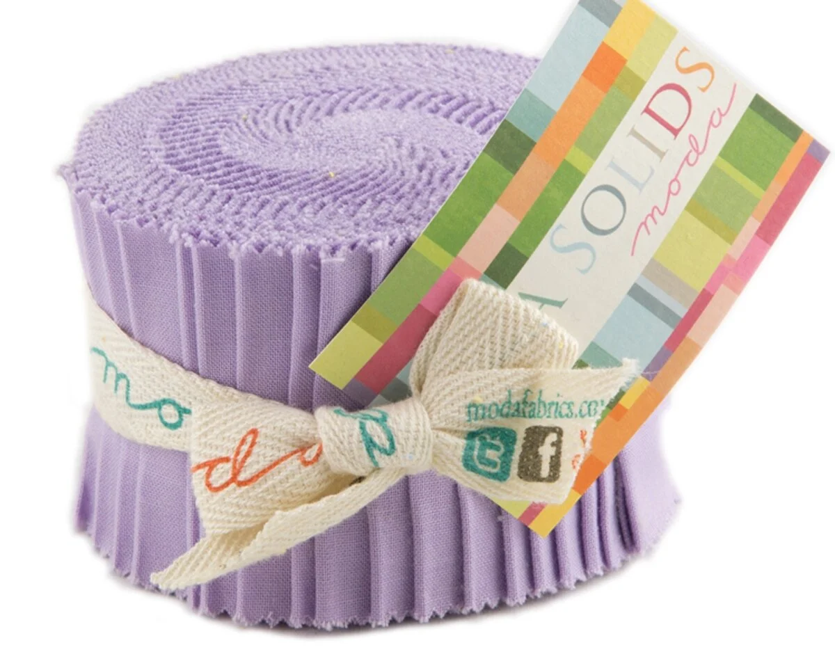 Precuts Junior Jelly Roll BELLA SOLIDS, 6 x 110 cm, 20 Streifen, lavendel, Moda Fabrics