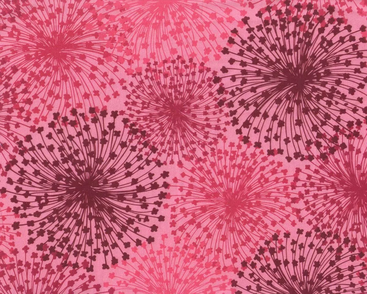 Rückseitenstoff DANDELION DREAMS, Pusteblumen, fuchsia, Greta Lynn