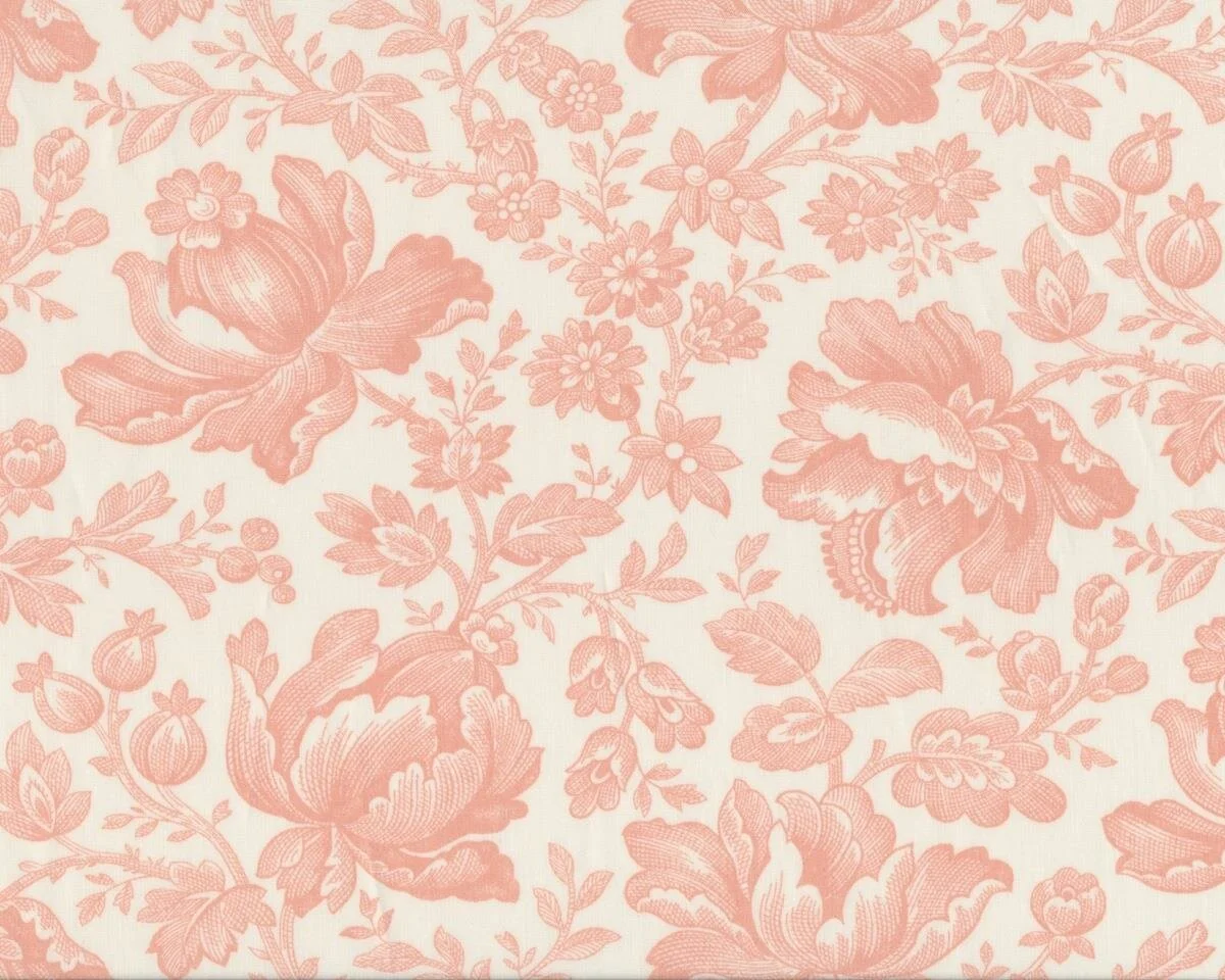Rückseitenstoff WHITEWASHED COTTAGE, Vintage-Blüten, extrabreit, wollweiß-helles aprikot, Moda Fabrics
