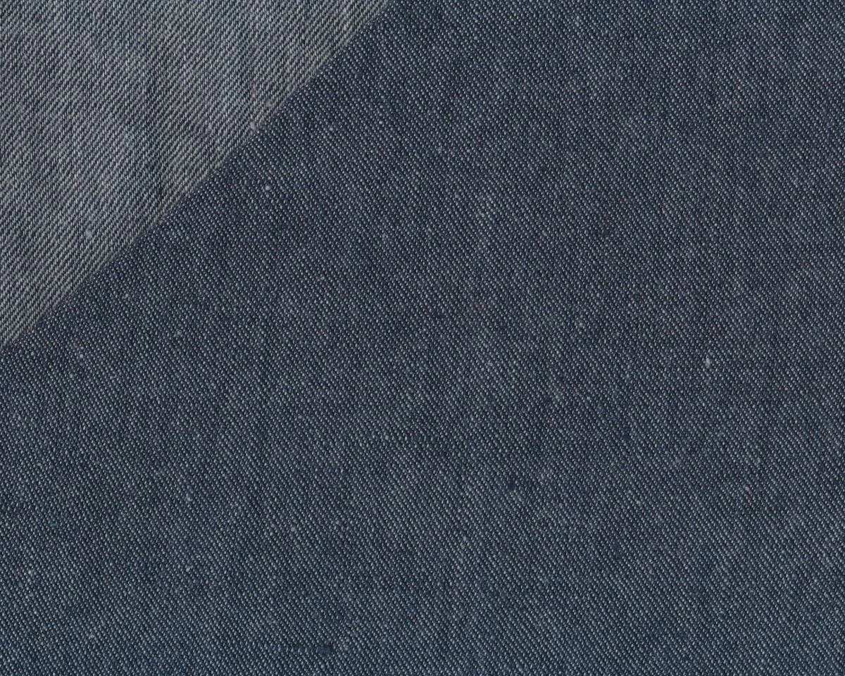 Schwerer changierender Leinenstoff BICOLORE GRAVE, zweifarbig, gedecktes dunkelblau